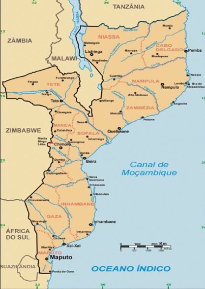 Map of Mozambique courtesy of &ldquo;Research Gate&rdquo;